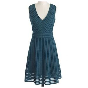 J CREW~Emerald Green Stripped Eyelet Dress~Size 10